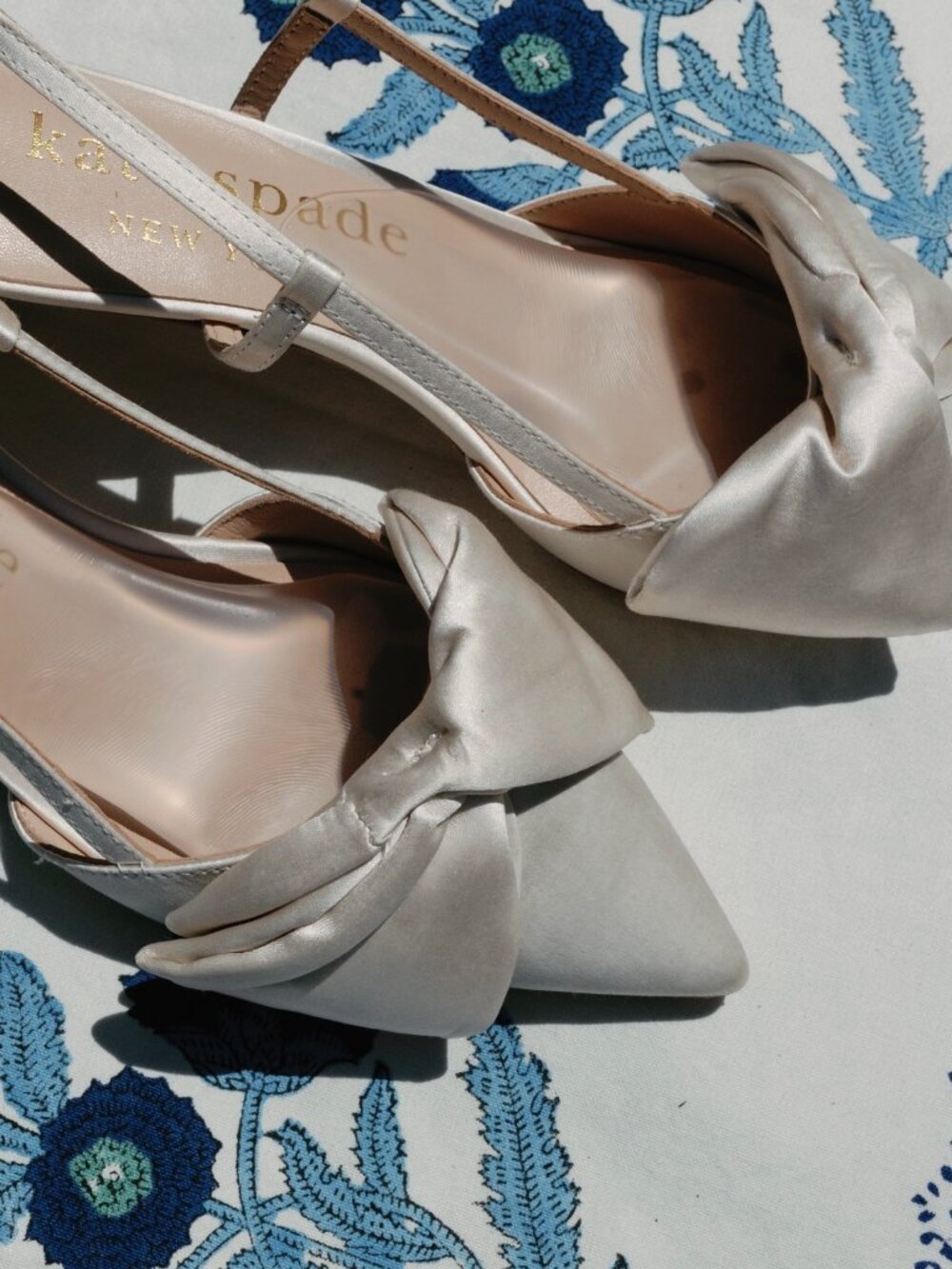 Kate Spade Marseille Satin Bow Slingback Dress Pumps - Size 9 Champagne - Picture 3 of 7